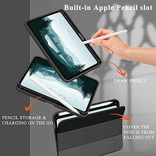 SOKE iPad Mini 6 -та генерација кутија 2021 со држач за моливи - 2 -ри генерал полнење со молив на Apple + замрзнати транспарентни шок -огноотпорен