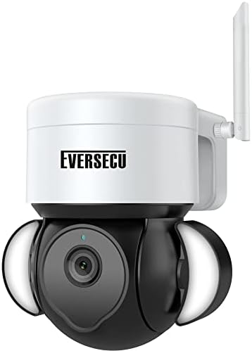 Eversecu 1PCS Tuya Smart Outdoor Spotlight WiFi PTZ Security Camera + 1PCS Tuya Smart Outdoor Wireless Solar Powered Security