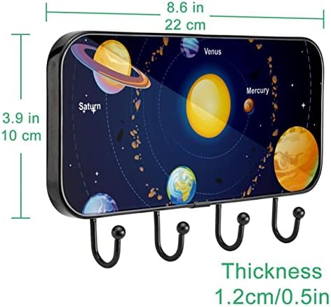 Планета Слика Печатење Палто Решетката Ѕид Монтирање, Влезот Палто Решетката со 4 Кука За Капут Шапка Чанта Облека Бања Влезот Дневна Соба