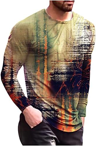 Badhub машки долг ракав пулвер моден хип хоп-временски отпечаток на врвови за печатење на врвови за печатење во боја, обични тенок шарен