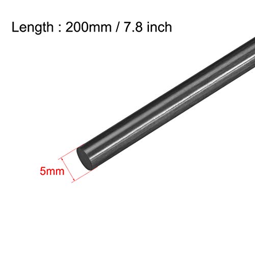 uxcell 5 mm шипка за јаглеродни влакна за RC Airplane Matte Pole US, 200 mm 7,8 инчи, 5 парчиња
