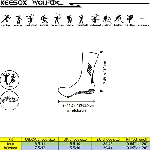 КИСОКС Анти Лизгање Атлетски Чорапи-Нелизгачки Фудбал Кошарка Трчање Зафат Чорапи 1 Пар
