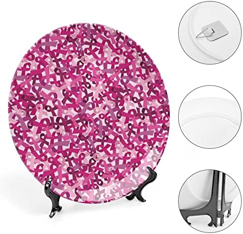 Свесност за рак на дојка розова лента декоративна чинија керамички плочи wallид виси декор со приказ за украс за домашна канцеларија