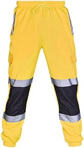 Венкомг1 Машки HI Vis Work Pantance Pantance Рефлексивни безбедносни панталони со голема видливост Облека за прицврстување на облеки,