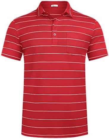 Коофанди машка шарена голф Поло кошула со кратки ракави со лесна маица памучни полови кошули со џеб