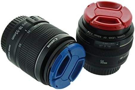 Капа на шарени леќи - Сина капа на леќи од 52мм за леќи за Nikon, Canon, Sony и други камери DSLR - капаче за замена на центри