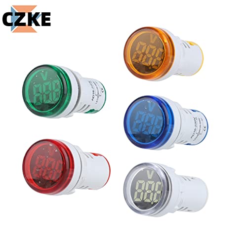 KDEGK 2PCS MINI DIGITAL VOLTMETER 22MM ROOD AC 12-500V Тестер на напон на напон Монитор за монитор LED индикатор за LED 30x30mm