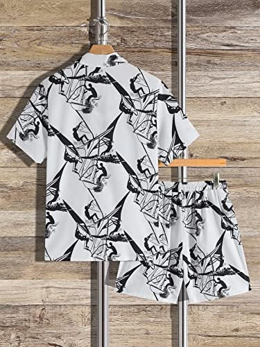 Fdsufdy Облека со две парчиња за мажи мажи и кошула за печатење и шорцеви за печатење на едриличарство и шорцеви