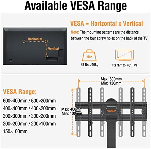 ЕЛИВИРАН Универзален Вртлив Тв Држач За Повеќето Телевизори од 37-70 инчи, Држач ЗА МОНТИРАЊЕ НА ТВ СО Прилагодлива Висина