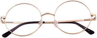 Агстум ретро тркалезна метална метална рамка за очила за напис со чиста леќа на пролетната шарка