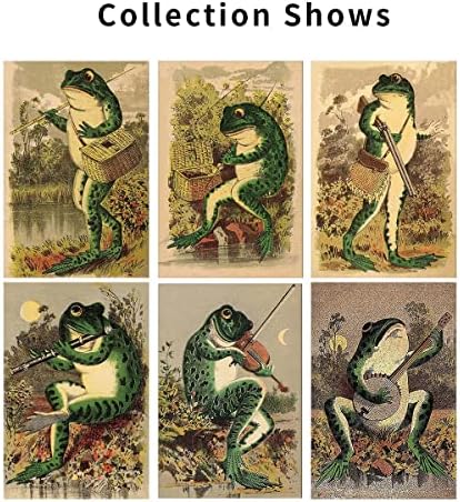 Истепена гроздобер банџо жаба уметнички постер плака за сликање на креативност и печатена wallидна уметност слика за дневна соба дома декорација 8x10inch Необрачен мал?