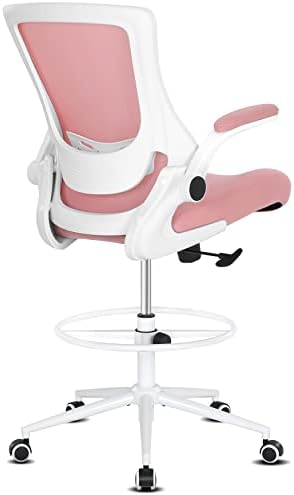 Погрешно изготвување стол, висок канцелариски стол за стоење, розов канцелариски стол ергономски стол со висина прилагодлива лумбална поддршка