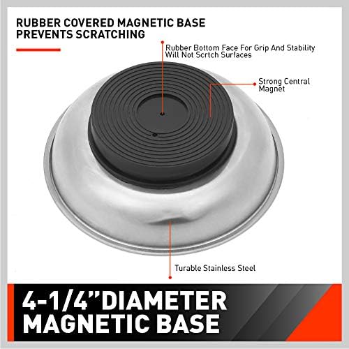 Хорусди 4-Парче Големи Магнетни Делови Послужавник Во Собата, Нерѓосувачки Челик Тешки 9.5 W x 5.5 L Плоштад и 4.5 Круг Магнетни Коцки Алатки Делови Послужавник