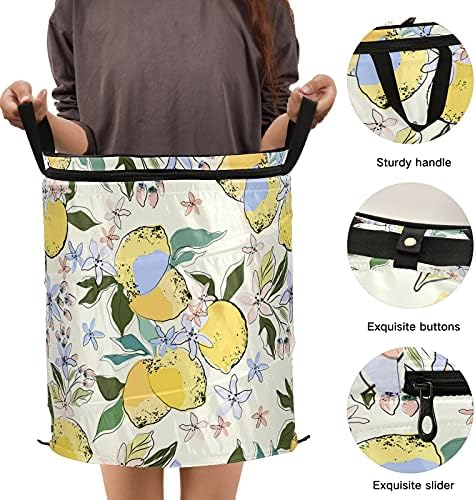 Шарени лимони цвеќиња се појавуваат со алишта со алишта со капакот за складирање на капакот за склопување на торба за перење за кампување за кампување домашна орга