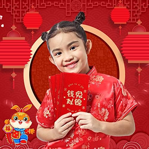 24 Парчиња Црвени Пликови Кинеска Нова Година, Пакети Со Среќни Пари 2023 Кинеска Зајачка Година Подарок Хонгбао, Црвен Пакет За