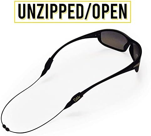 Cablz Zipz Прилагодлив Држач За Очила | Лесен, Низок Профил, Ремен За Држач За Очила Надвор Од Вратот | Црн Нерѓосувачки