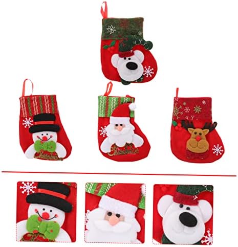 Стобок 4 парчиња Божиќни Чорапи Приврзоци Торбичка Торба Божиќна Декорација Висечки Приврзок Бонбони Домашни Чорапи Чување Креативни Цртани Чанти