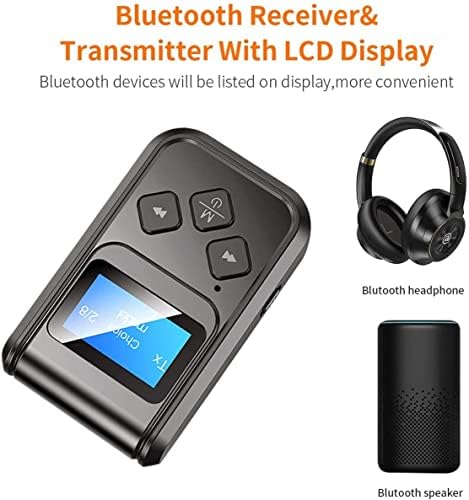 Bluetooth 5.0 приемник на предавателот за ТВ, Гаоми 3 во 1 безжичен адаптер за Bluetooth со LED екран, 3,5 mm Bluetooth аудио приемник за систем за звук на домашен систем за домашни компј