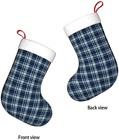 Божиќни чорапи на Аугенстер, Дасти сина морнарица карирана двострана камин што виси чорапи