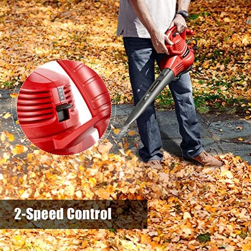 Lawnmaster Red Edition BV1210 1201 Electric Blower Vacuum Mulcher 12 Amp 2-брзински прилагодување со метално работно коло 240 MPH 380