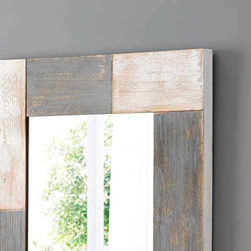 Прв пат &засилувач; Ко. Мејсон Штици Ѕид Огледало, 31.5 H x 24 W, На Возраст Од Бело &засилувач; Сиво Дрво