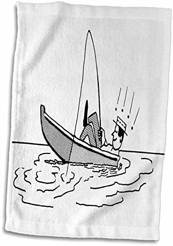 Хумор од 3 -флорен - црно -бел брод со риболов човек - крпи