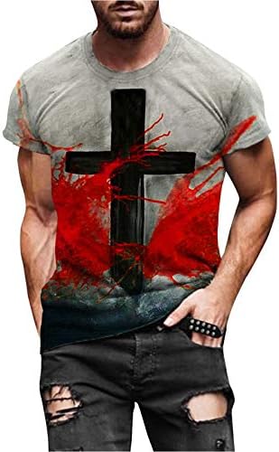 Машки новини маици Исус Крст вера со кратки ракави случајни стилски христијански крст печатење тимови спортски голф тенис врвови