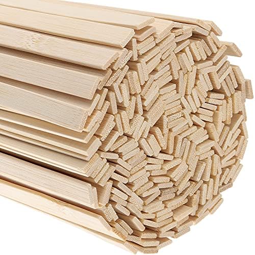 Хакзеон 600 парчиња 15,5 инчи природни бамбус стапчиња, екстра долги, 3/8 инчи широки дрвени дрвени бои за занаетчиство, уметност