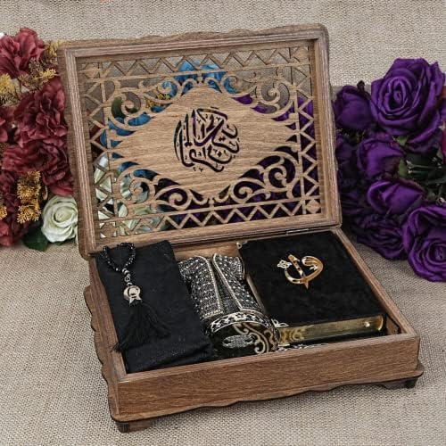 Лукс прилагодлива исламска кутија за подароци за жени | Куран Шал фигура молитва килим Мисбаха Исламски подарок сет | Исламски роденденски