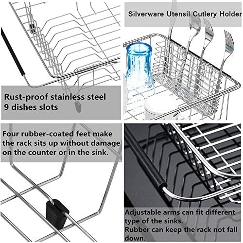 Sanno Rack Shaping Rack со држач за прибор од не'рѓосувачки челик за проширување на решетката за сушење на садот за сушење на садот,