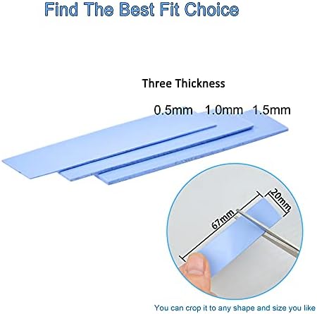 Термички спроводливи силиконски влошки на adwits [6 -пакет], меки безбедни едноставни за аплицирање за SSD процесорот GPU LED IC чипсет ладење -blue