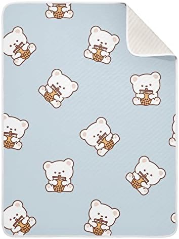 Swaddle Clainte Polar Bear Bubble Beuble Tea Poolte за новороденчиња, примање ќебе, лесен меко висино ќебе за креветчето, шетач,