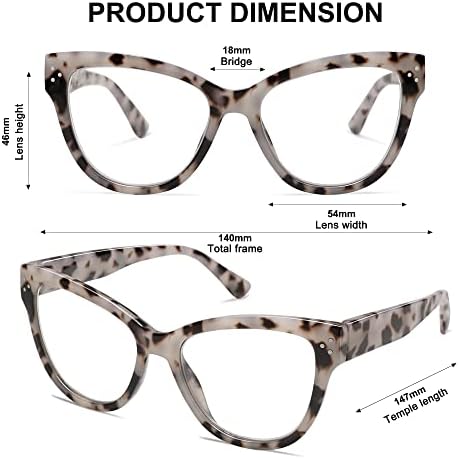 Амомом 3 пакет Трендовски очила за читање на очи за очи за жени, стилски преголеми големи рамка со сина светлина компјутерски читатели AM6083