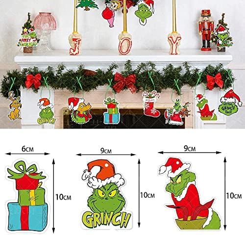 62 парчиња украси за новогодишни украси, зелени виси додатоци привлечни декоративни украси празници Божиќни украси Божиќни украси во затворено домашен декор