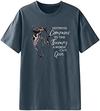 Women'sенска смешна графичка маица за животински маица, печати кратки ракави, екипаж на вратот на вратот на вратот, лабава симпатична