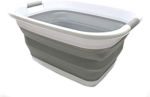 Сет на Самарт од 2-31L склопувачки пластичен корпа за перење, поп-када за миење садови, портокал-заштеда за заштеда/корпа, капацитет на