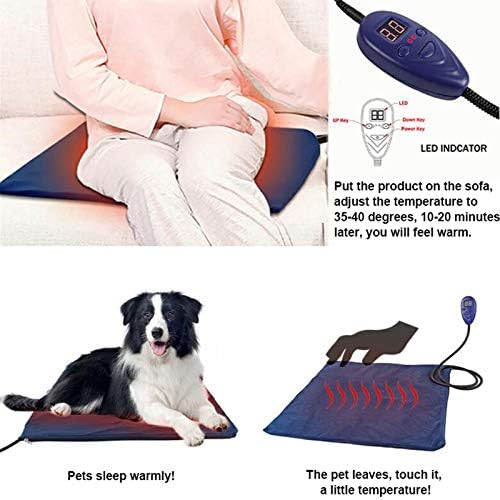 Подлога за греење на миленичиња JUCAI, водоотпорен душек за затоплување на домашни миленици со автоматско напојување отпорен на џвакање,