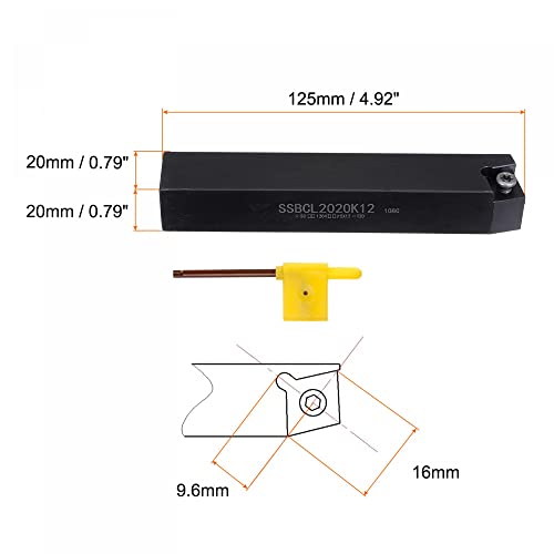 uxcell Indexable Cnc Струг Вртење Алатка Држач, 75°SSBCL2020K12 3/4 Стебло 40Cr Челик Карбид Вртење Алатка Носителот За Вртење Жлеб Навој