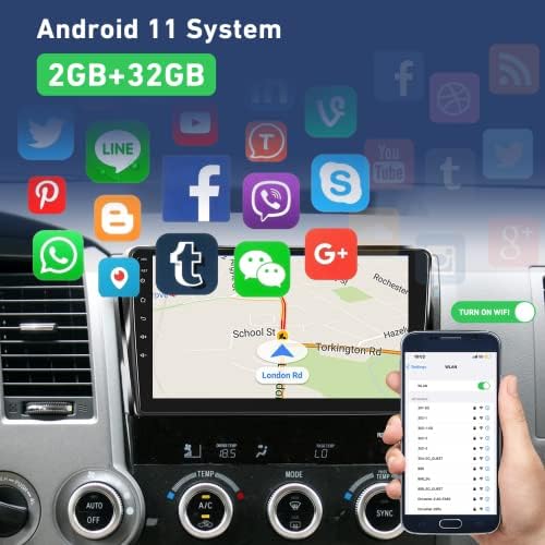 Автомобилско Радио за Тојота тундра 2007-2013 &засилувач; Секвоја 2008-2018, [2G+32G] 10.1 инчи Андроид Екран На Допир Стерео, Apple Carplay/Android