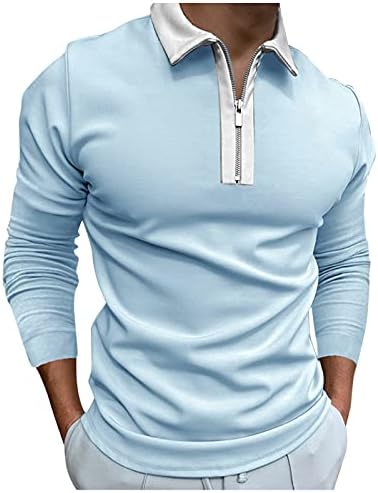Xzhdd zipper polo кошули за мажи, крпеница со вртење со долги ракави маички деловни обични врвови за работа носат за Ноќта на вештерките