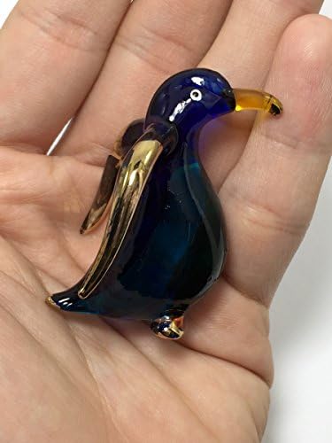 MR_AIR_THAI_GLASS_BLOWN TINY CRISTAL PENGUIN HAND разнесена чиста стаклена уметност пингвин фигурински животни колекција стакло