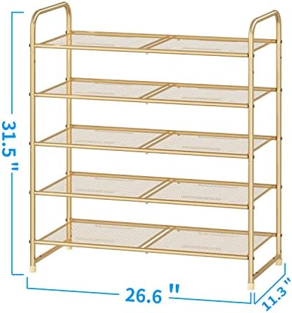 Едноставен Тренд 5-Ниво Редење Чевли Решетката, Проширување &засилувач; Прилагодливи Чевли Полица За Складирање Организатор, Метална Мрежа,