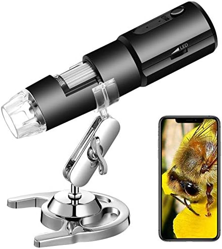 STPCTOU Безжичен Дигитален Микроскоп 50X - 1000X 1080p Рачен Пренослив МИНИ WiFi USB Микроскоп Камера со 8 LED Светла за iPhone/iPad / Паметен