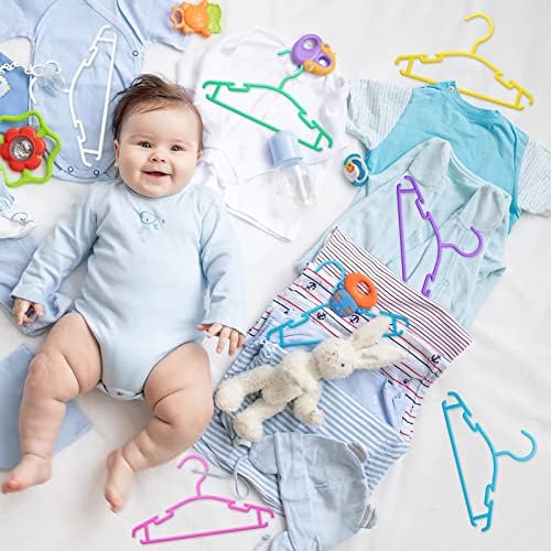 Закачалки за бебиња Mosearon 120 парчиња деца закачалки, пластични закачалки кои не се лизгаат, закачалка за облека, закачалки за