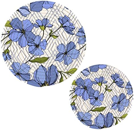 Алаза Цветни ботанички цвеќиња сини држачи за сини тенџериња Тривети поставени 2 парчиња, подножје за кујни, памучни крајбрежни сили за топли садови/топли садови и