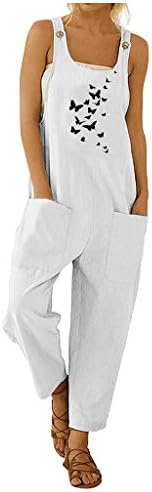 MTSDJSKF генерално за жени жени случајни бохо печатење џеб ромпер со долги плескавици за ленти за капки за жени