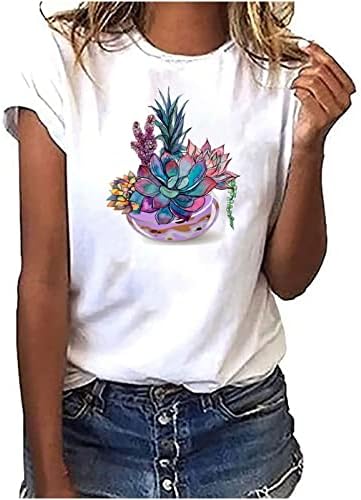 Пријатна модална маица за жени за жени западен етнички стил Антилоп Графички гроздобер врвови Шарена екипа на екипаж на екипаж на екипаж на цвеќиња