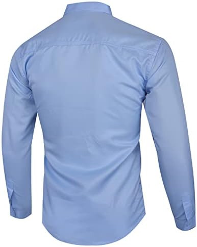 Маж за машка кошула тенок фит деловна формална копче надолу кошули Обични долги ракави цврста брчка бесплатна флекс кошула