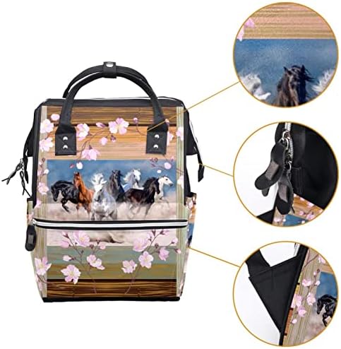Пакет за патувања во Героткр, торба за пелена, торби за пелена од ранец, дрвена табла со пустински песок диви коњи
