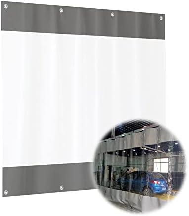 Транспарентна Церада, Задебелена Пвц Покривка од Церада од 0,6 мм, Надворешна Тенда На Балкон Со Метална Заптивка За Гаража На Тремови,